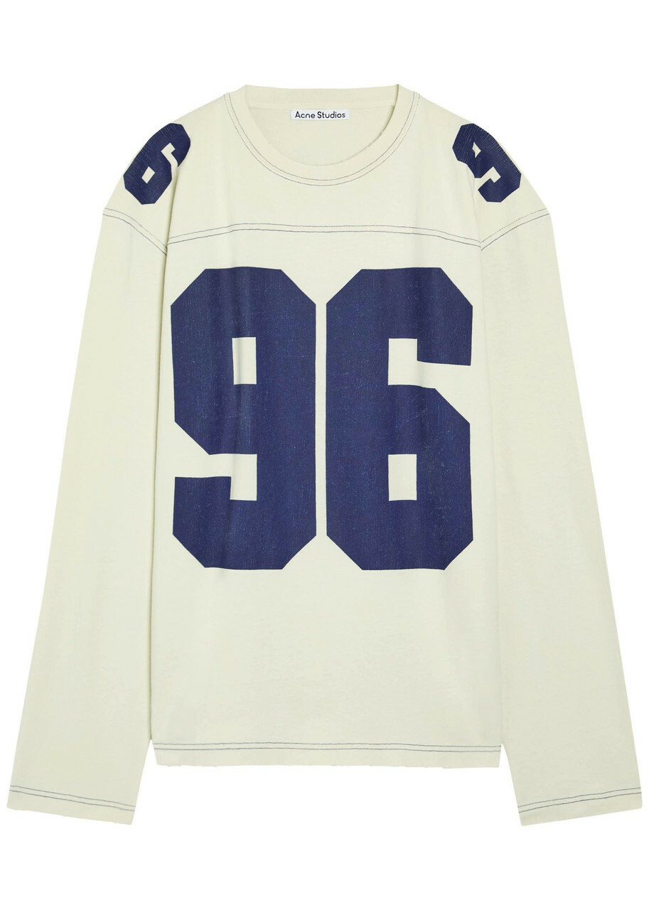 Acne Studios Printed Long-sleeve Cotton T-shirt Beige