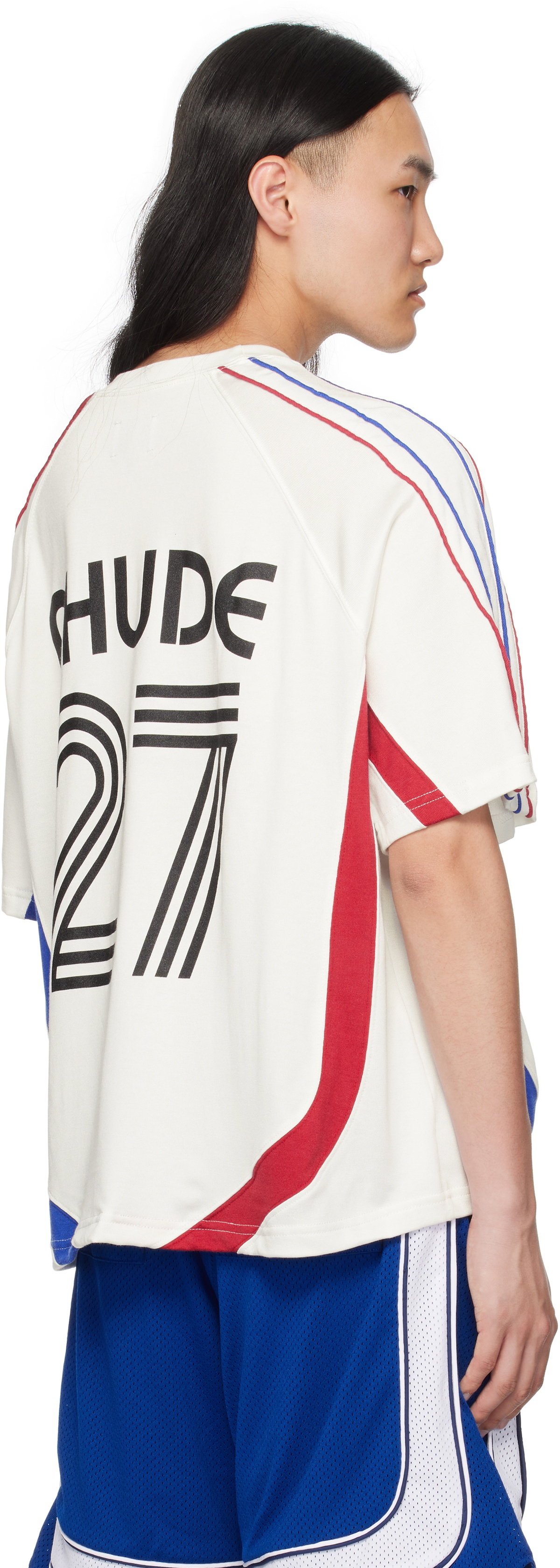 【関税込み】Rhude オフホワイト 'Rhude 27' ジャージ Rhude: オフホワイト 'Rhude 27' ジャージ | SSENSE 日本