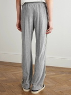 CELINE - Straight-Leg Webbing-Trimmed Logo-Embroidered Cotton-Blend Velour Track Pants - Gray