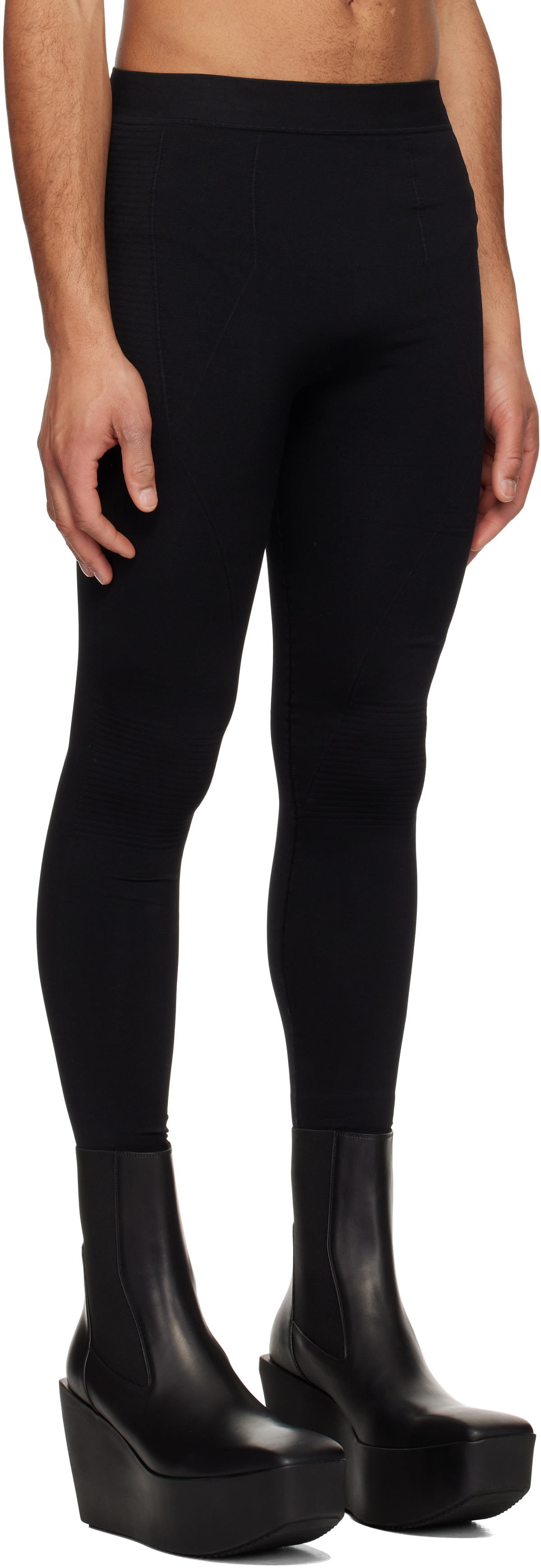 パンツ RICK OWENS Knitted leggings Black RO02D3683M Rick Owens Black Hollywood Active Knit Leggings Rick Owens