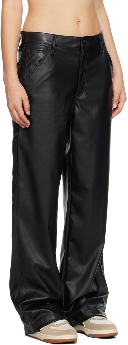 rag & bone Black Sid Faux-Leather Trousers