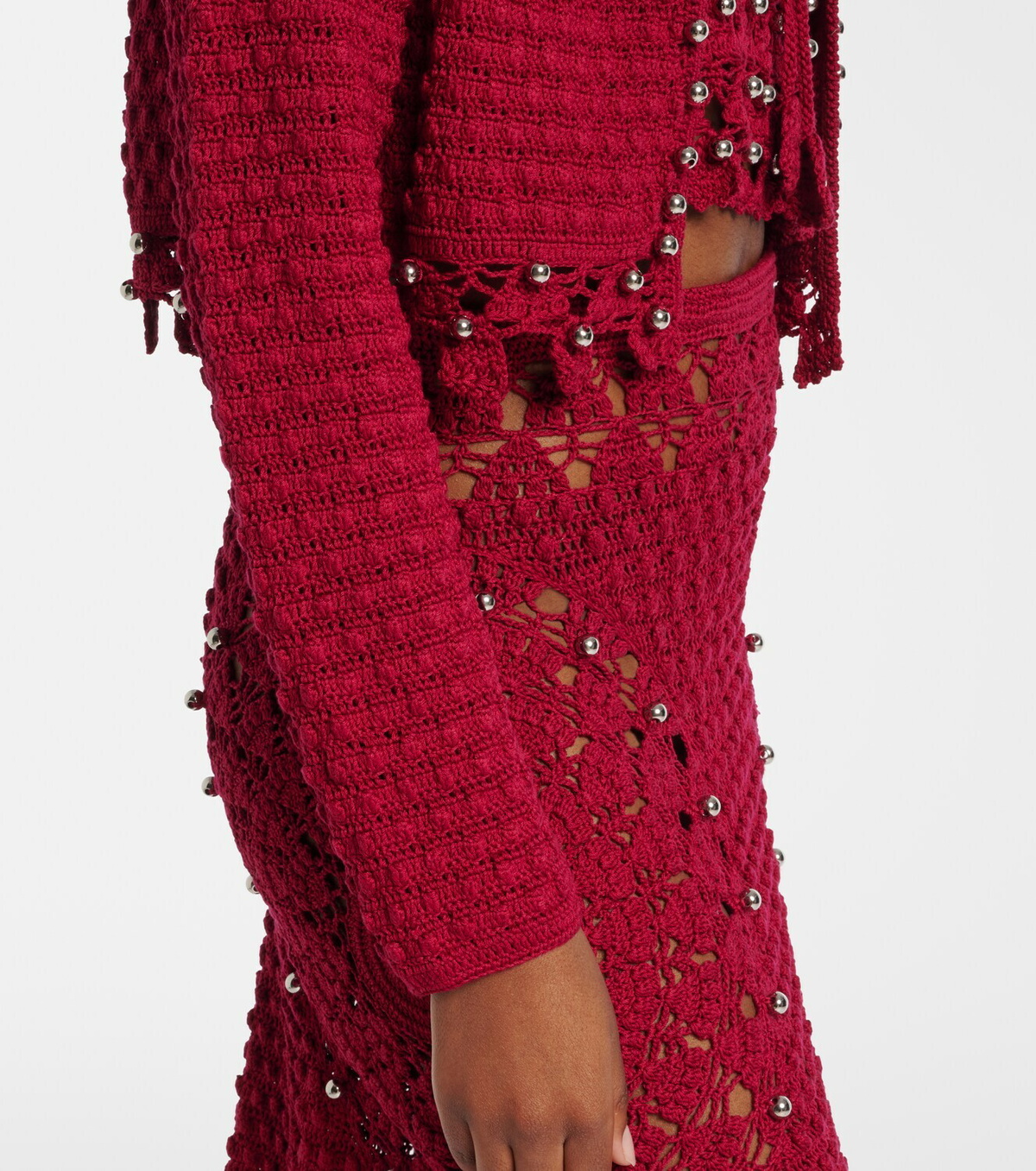 Rabanne Studded crochet cotton cardigan