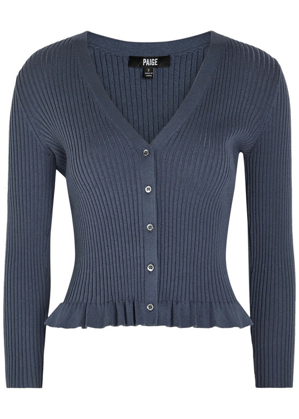 Photo: Paige Royce Frill Cotton-blend Cardigan Navy
