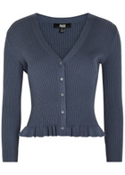 Paige Royce Frill Cotton-blend Cardigan Navy
