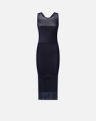 Pinko Fitted Midi Dress With Transparent Ribs Gloomy Blue