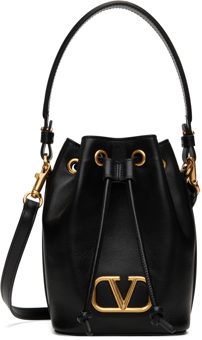 Valentino Garavani Black Mini VLogo Signature Bucket Bag