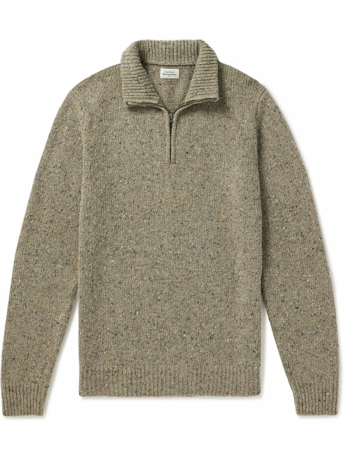 Hartford - Trucker Donegal Wool-Blend Half-Zip Sweater - Neutrals Hartford