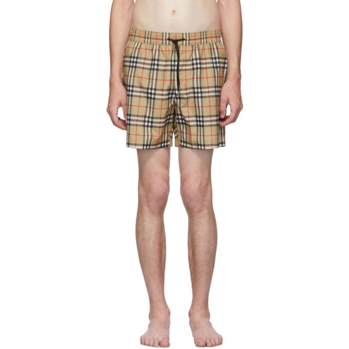 Guildes Vintage Check Swim Shorts in Beige - Burberry