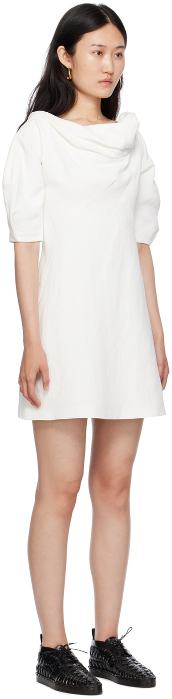 Jil Sander White Cowl Neck Minidress