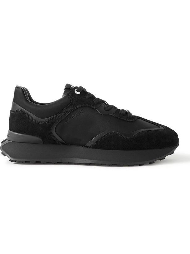 Photo: Givenchy - Giv Leather-Trimmed Shell and Suede Sneakers - Black