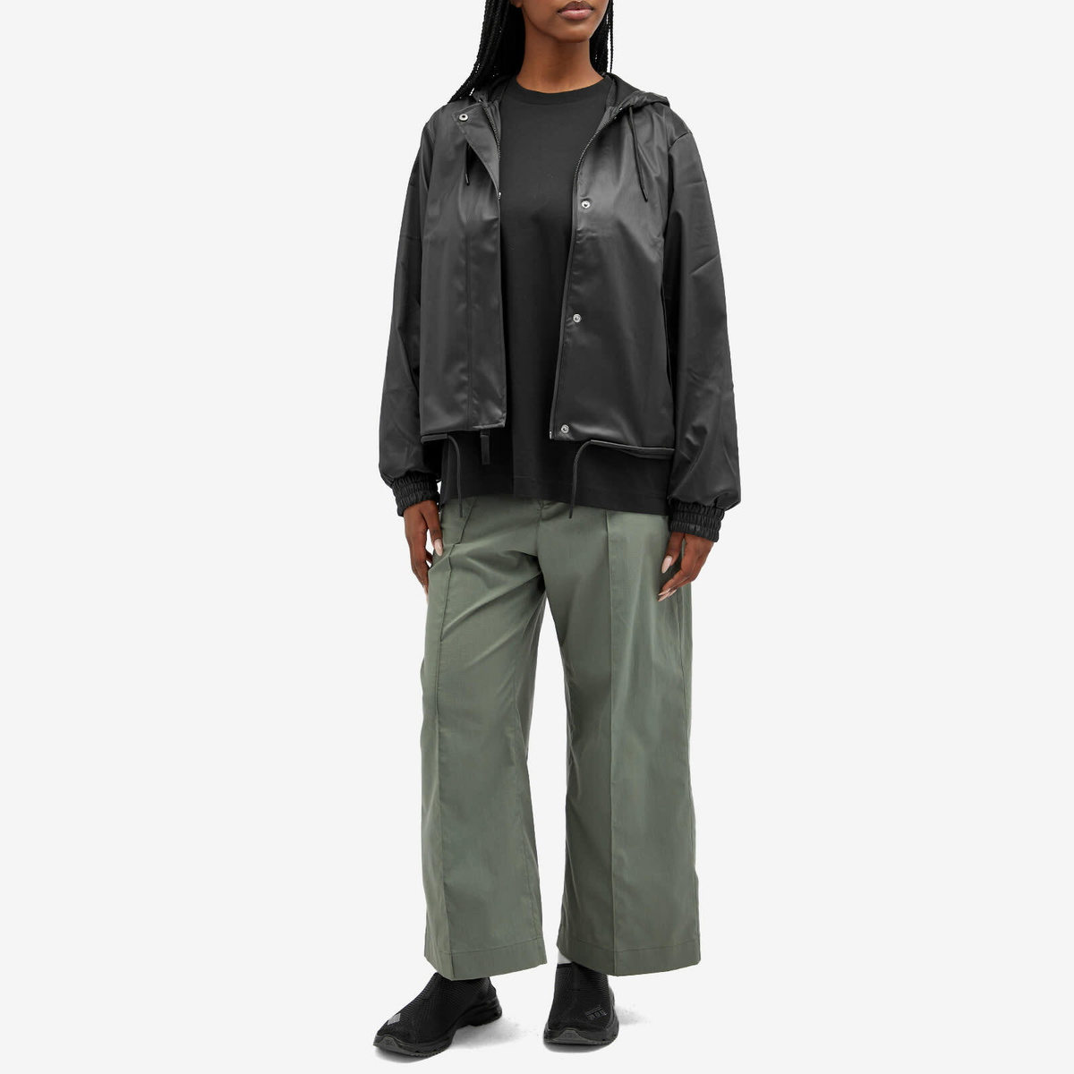 Rains Women's String Rain Jacket in Black Grain