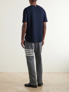 Thom Browne - Pointelle-Knit Cotton and Linen-Blend T-Shirt - Blue