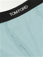 TOM FORD - Grosgrain-Trimmed Stretch-Cotton Jersey Long Johns - Blue