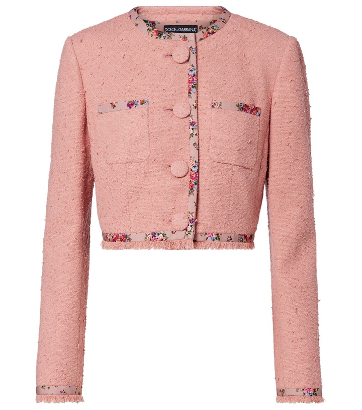 Photo: Dolce&Gabbana Floral cropped cotton-blend tweed jacket