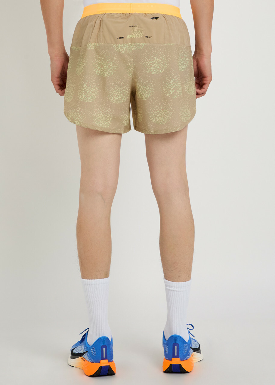 Nike Stride Dri-fit 5" Printed Running Shorts Beige
