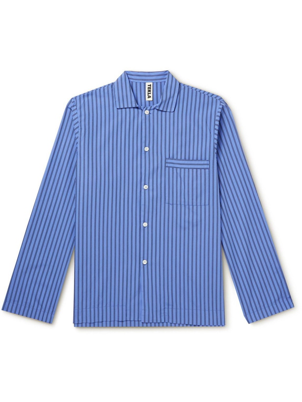 Photo: TEKLA - Striped Organic Cotton-Poplin Pyjama Shirt - Blue