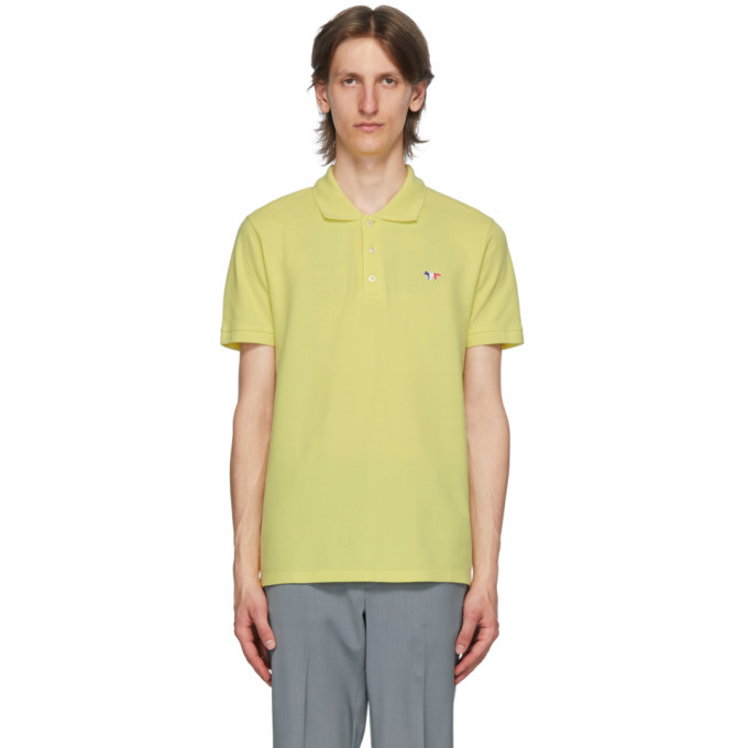 Maison Kitsune Yellow Tricolor Fox Patch Polo Maison Kitsune