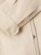 Zegna - Leather-Trimmed Oasi Linen Jacket - Neutrals