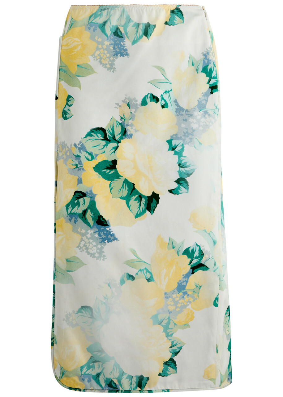Meryll Rogge Floral-print Satin Midi Skirt Multi Print
