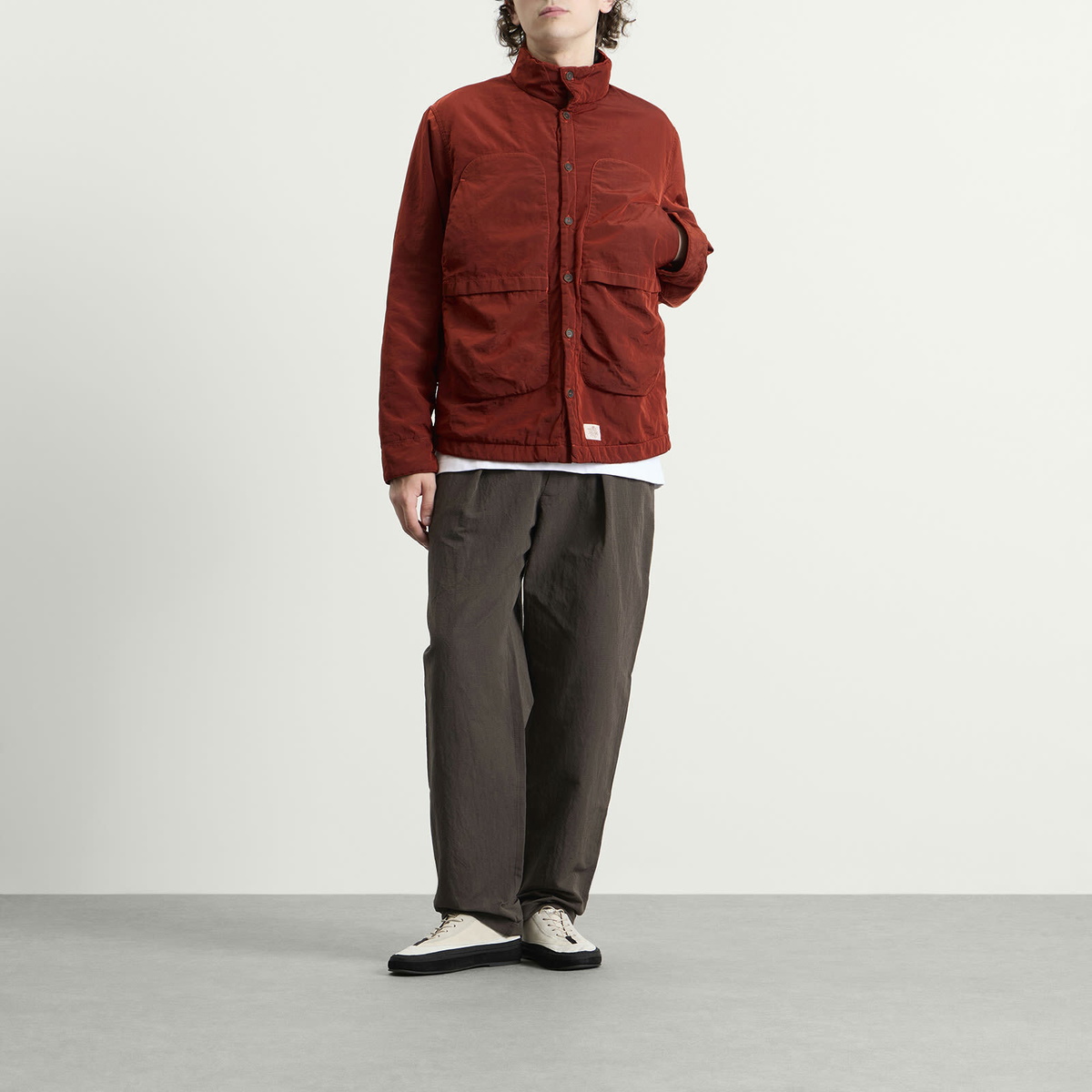 Ranra Men's Epitome Canvas Nylon Padded Overshirt in Cherry Mahogany