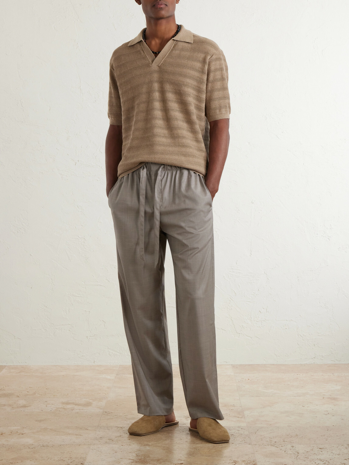 Frescobol Carioca - Luan Straight-Leg Wool Drawstring Trousers - Gray