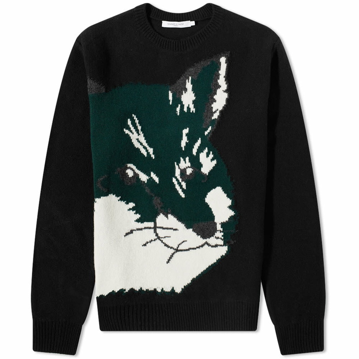 Photo: Maison Kitsuné Men's Oversized Fox Head Jacquard Knit in Black