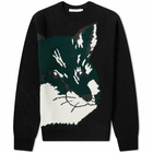 Maison Kitsuné Men's Oversized Fox Head Jacquard Knit in Black