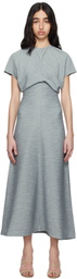 TOTEME Blue Slouch Waist Crinkled Midi Dress