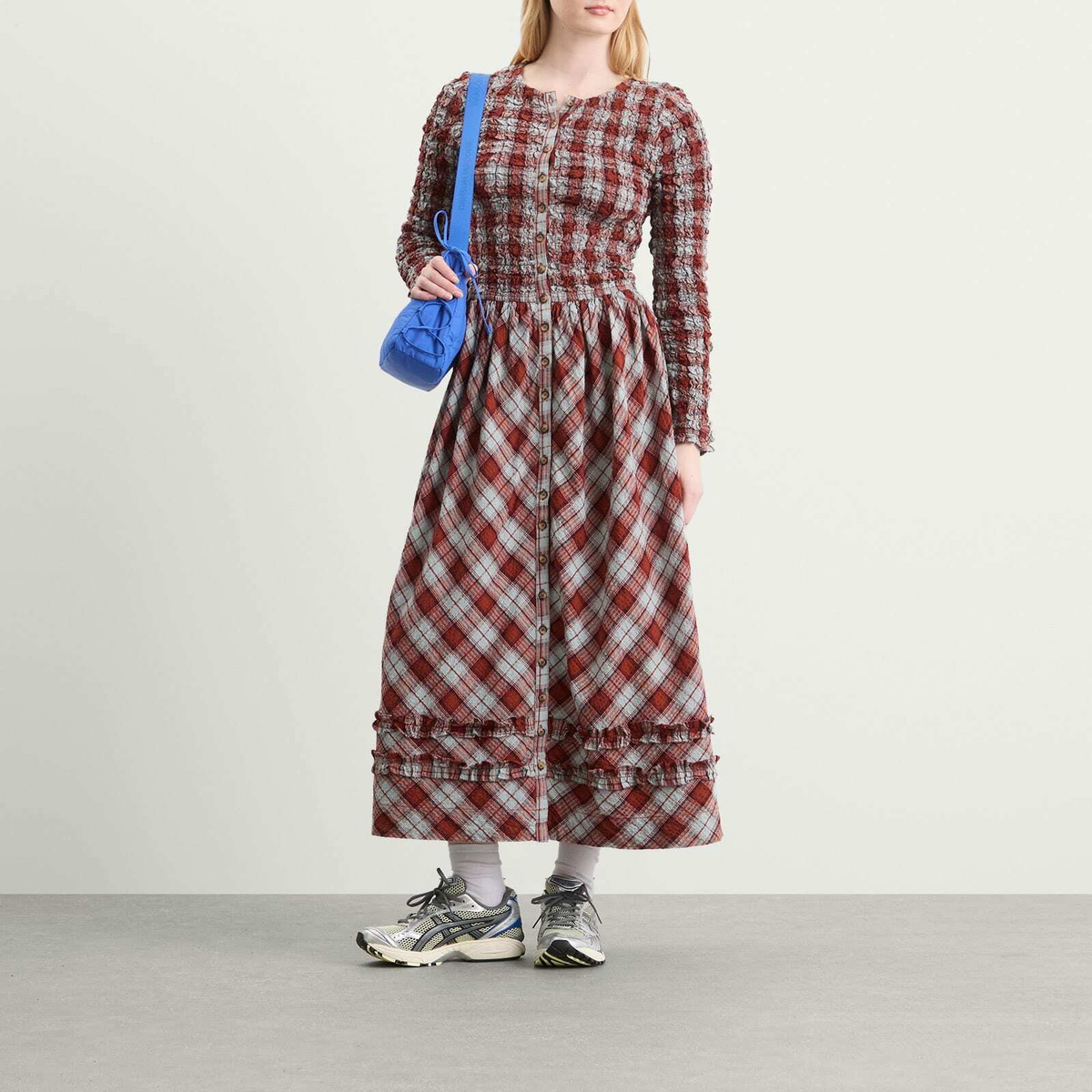 Damson Madder Women's Posey Cardi Midi Dress in Blue