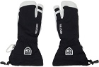 Hestra Black & Off-White Heli 3-Finger Gloves