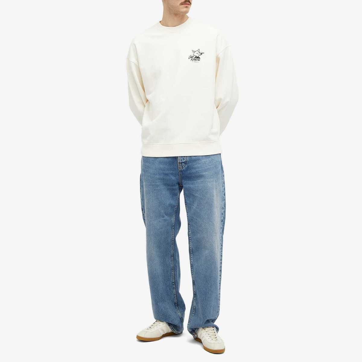 関税負担無【Cafe Kitsune】Fox Relax Sweater 白 スウェット カフェ キツネ フォックス リラックス スウェットシャツ