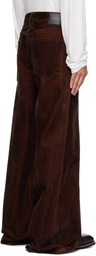 COÛT DE LA LIBERTÉ Brown Victor Suede Twill Wide Leg Trousers