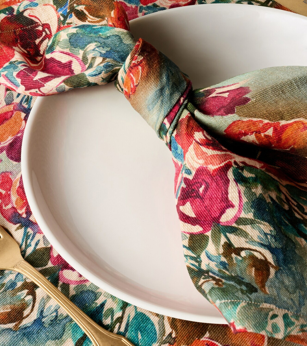 The House of Lyria Nersa set of 2 floral linen napkins