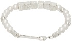 AMBUSH Silver & White Pearl Letterblock Bracelet
