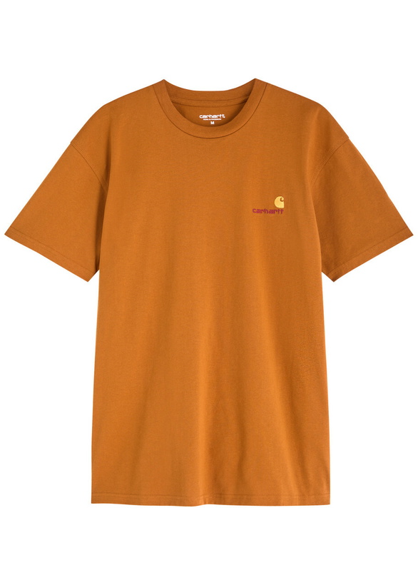 Photo: Carhartt Wip American Script Logo Cotton T-shirt Orange