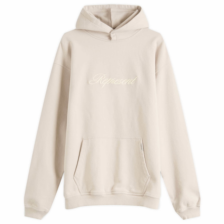 Photo: Represent Men's Script Logo Hoodie in Concrete