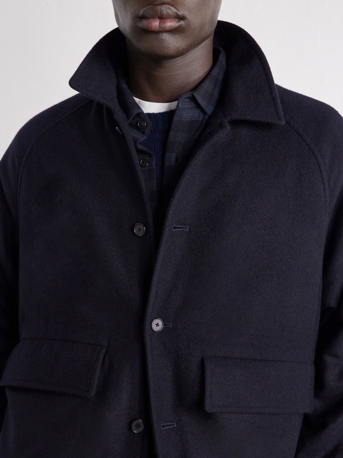 A.PRESSE - Cashmere Flannel Blouson Jacket - Blue