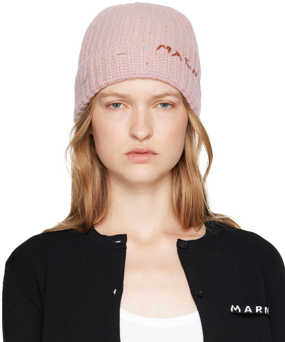 Marni Pink Shetland Wool Beanie