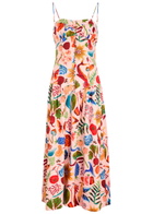 Farm Rio Bright Farm Printed Linen-blend Maxi Dress Multicoloured