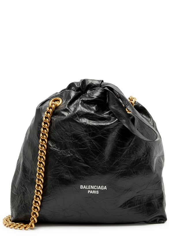 Photo: Balenciaga Crush Small Crinkled Leather Bucket bag - Black - One Size