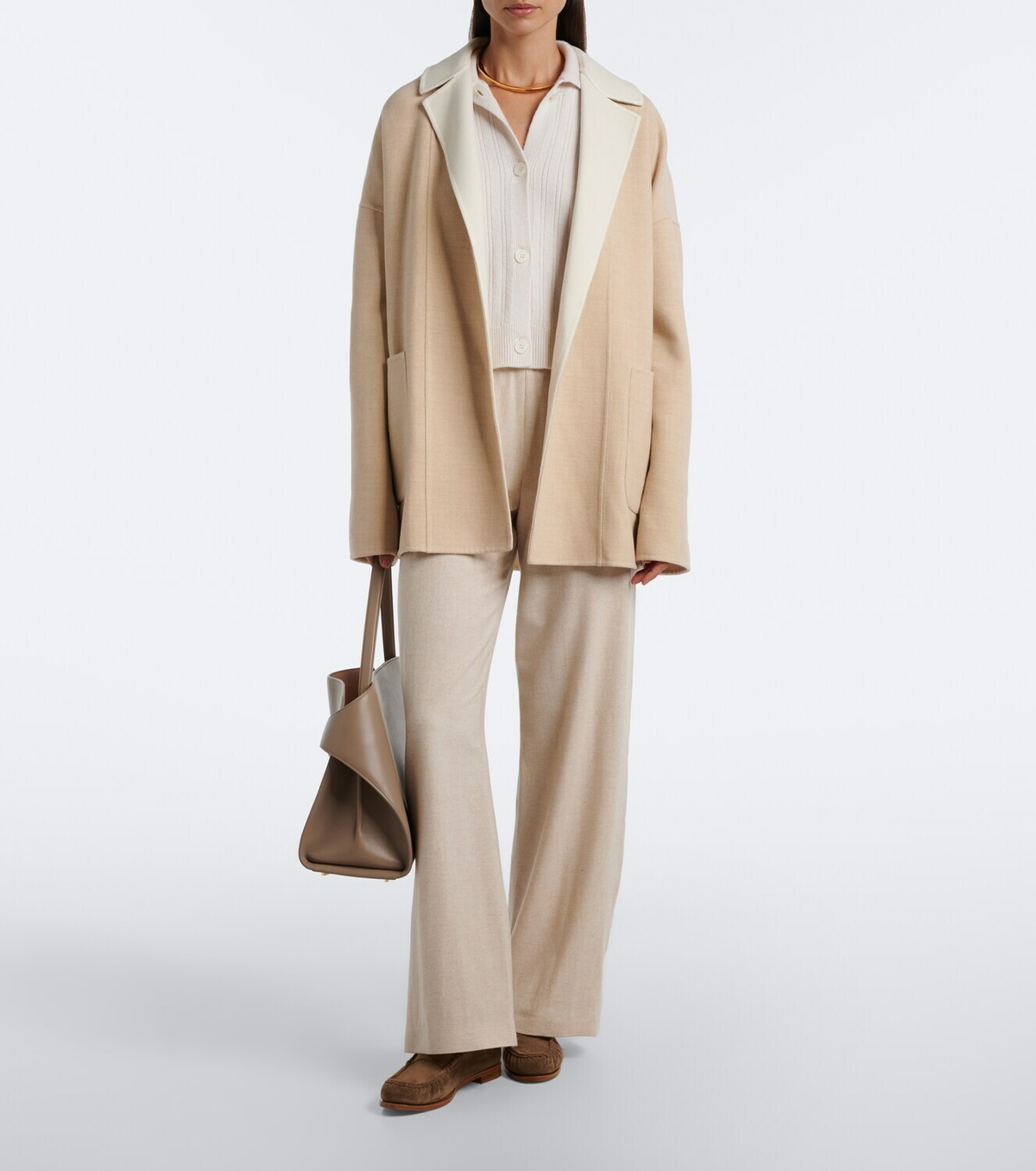 Eleventy Wool and cashmere wide-leg pants