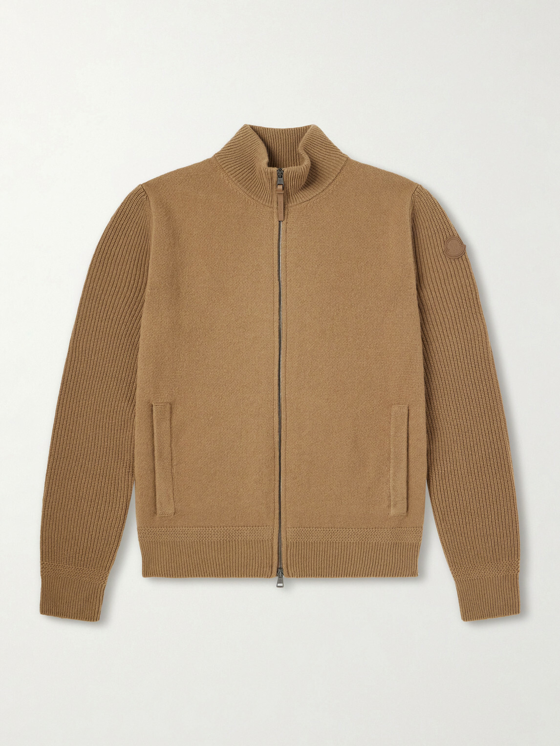 Moncler - Wool and Cashmere-Blend Cardigan - Brown