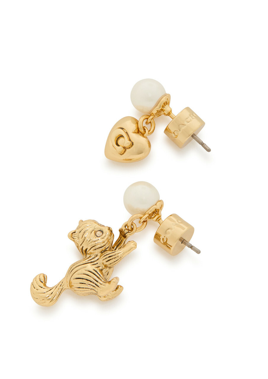 Coach Mismatched Faux Pearl Embellished Hoop Earrings - One Size