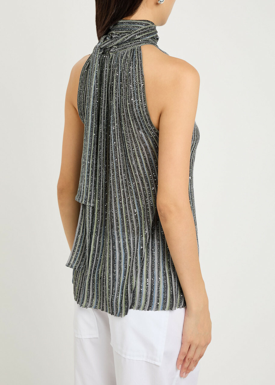 Missoni Scarf-effect Fine-knit top Silver
