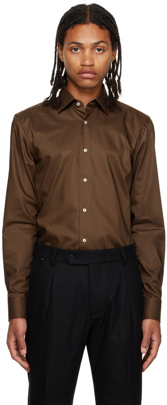 Photo: BOSS Brown Darted Long Sleeve Shirt