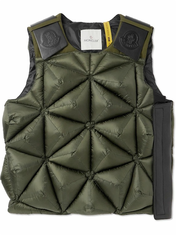 Photo: Moncler Genius - Pharrel Williams Logo-Appliquéd Leather-Trimmed Quilted Shell Down Gilet - Green