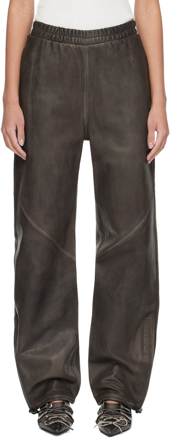 Photo: Acne Studios Brown Casual Leather Trousers