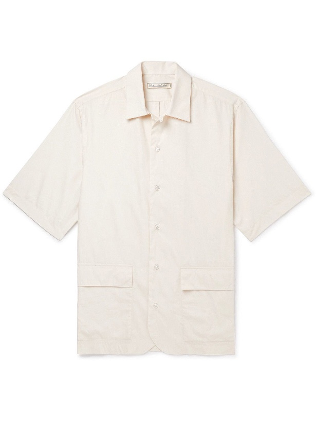 Photo: UMIT BENAN B - Convertible-Collar Cotton and Silk-Blend Shirt - Neutrals