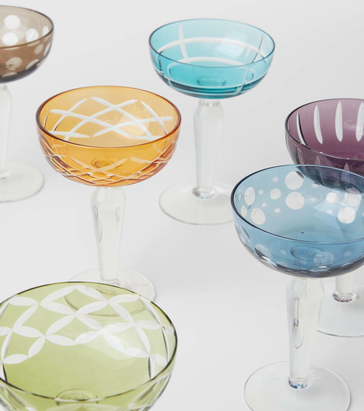Polspotten Cuttings set of 6 champagne coupe glasses