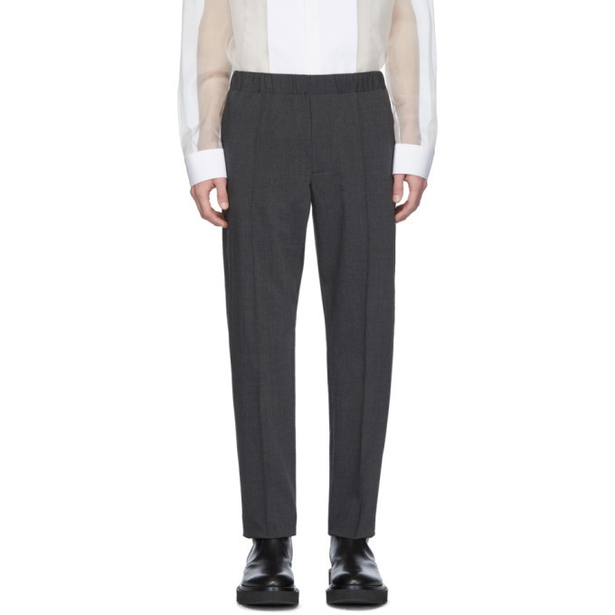 Photo: Helmut Lang Grey Crushed Pull On Trousers